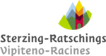 Sterzing-Ratschings logo with colorful mountains and red arch